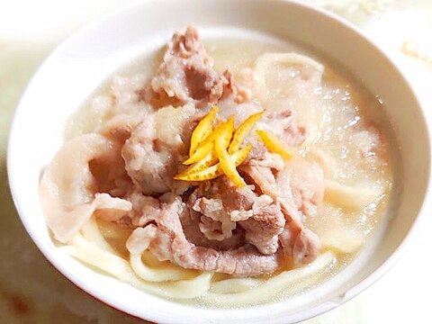 ゆずで爽やか!豚こまとゆずのみぞれうどん♪